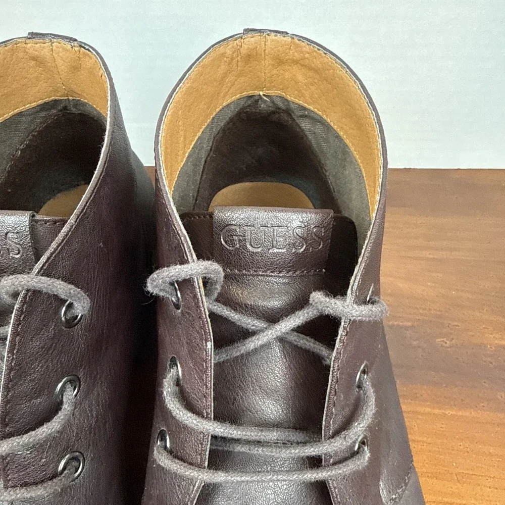 Guess Brown Faux Leather‎ Joeys Chukka Ankle Boots Size 12